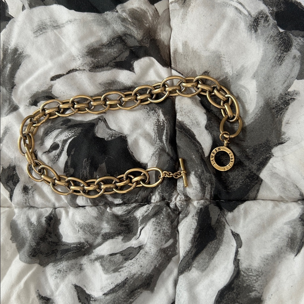 Lauren Est 1967 Chunky Gold Toned Chain Toggle Necklace 99$